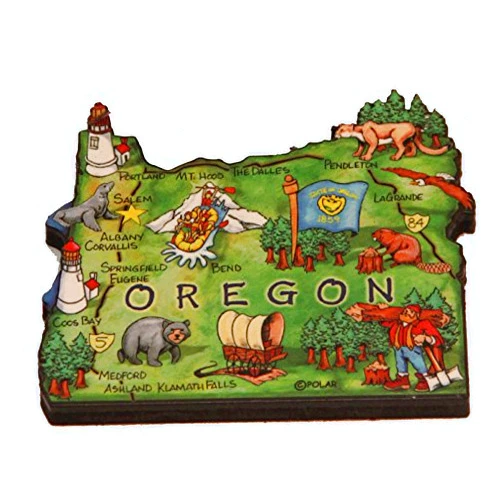 Souvenir Destiny Oregon State Decowood Jumbo Wood Fridge Magnet 3