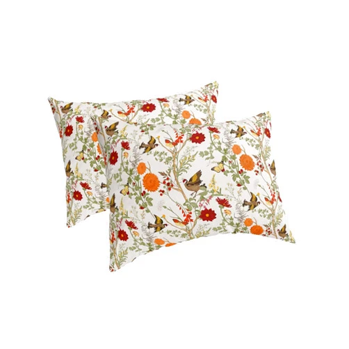 Edwiinsa Yellow Blue Botanical Pillow Covers King Size 20x40 Bed Pillow, Vintage Birds Spring Floral Pastoral Plush Soft Comfort for Hair/Skin Cooling Pillowcases with Envelop Closure