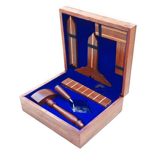 Prime Crafts Wooden Masonic Plumb Square And Rule Wooden Masonic Working Tools set with Golden Color Plated trowel Fully Classic Blue Theme by AYAANS (Blue Theme)