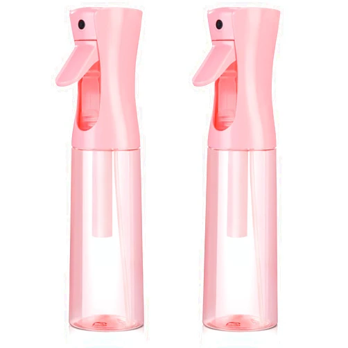 Arstech Continuous Spray Bottle for Hair (10.1oz/300ml) 2 Pack Mister Spray Bottles for Cleaning Empty Ultra Fine Water Mist Sprayer for Hairstyling Plant Garden Curly Hair Etc (Pink Transparent)