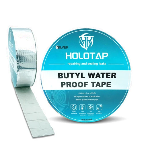Holotap 1Pcs Waterproof Aluminum Butyl Tape (2in x 33ft), Rv Tape Sealant Waterproof,Waterproof Tape for leaks,Butyl Sealant Tape,Multi-Use Repair for RV, Roof, Leaks, Seals,and More