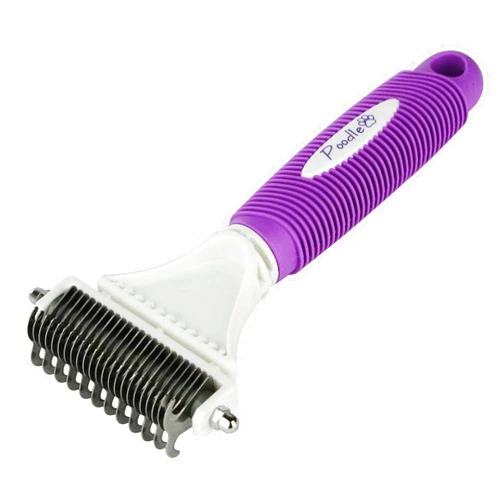 POODLIE Poodle Pet Dematting Comb for Dogs – Handheld Undercoat Dematter Rake Grooming Tool for Long or Short Hair