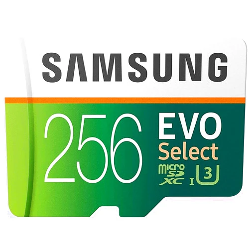 SAMSUNG: EVO Select 256GB MicroSDXC UHS-I U3 100MB/s Full HD & 4K UHD Memory Card with Adapter