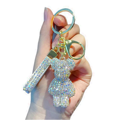 Tarieson Bling Cute Teddy Bear Car Key-chain Accessories Decorations Pendants with Sparkly Rhinestone