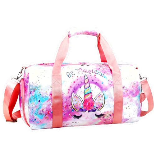 RHCPFOVR Gym Travel Duffle Bag for Girls - Gymnastics Sports Dance Bag with Shoe Compartment & Wet Pocket Panda Kids Travel Bag Teens Weekender Sleepover Carry On Bag