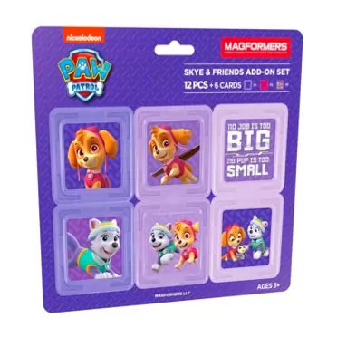 Magformers Paw Patrol 12 Pieces Skye & Friends add on, Pink and Purple Colors, Educational Magnetic Geometric Shapes Tiles Building STEM Toy Set Ages 3+