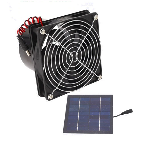 Honio Solar Exhaust Fan, 5-12V Solar Powered Mini Ventilator Efficient Cooling Good Ventilation for Treehouse