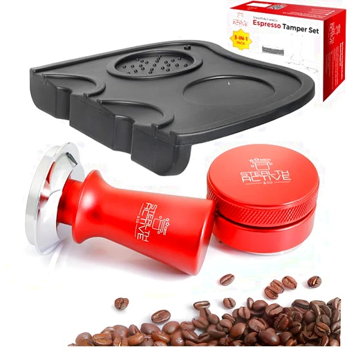 StealthActive&Co 53mm Espresso Tamper Set – Spring-Loaded Constant-Pressure Coffee Tamper, Distributor Tool, Tamping Mat – Aluminum Handle, Stainless Steel Base