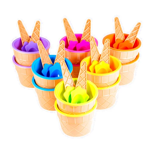 Green Direct Plastic Ice Cream Cups with Spoons | Sundae Dessert Bowls for Frozen Yogurt - 6