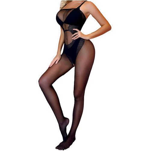 YiZYiF Women Bodystocking Ice Silky Smooth Nylon Jumpsuits Transparent Bodysuits Pantyhose Shapewear