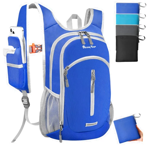 Seektop Expandable Small Hiking Backpack 12L-15L Lightweight Packable Waterproof Daypack with Phone Pocket for Women Men