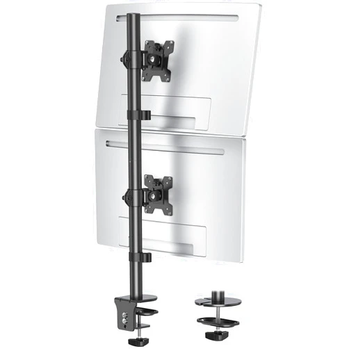 MOUNTUP Dual Monitor Stand, Vertical Monitor Mount for 2 Max 32 inch Stack Screen Monitors, Height Adjustable, Swivel, Tilt Monitor Desk Mount with C Clamp Grommet Base, MU3004