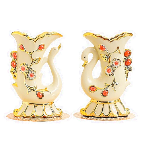 ZJIAQ-TEABOX 2PCS Elegant Ceramic Small Flower Vases, Decorative Mini Vase Floral White Vase for Centerpieces Table, Chinese Vase for Indoor Home Decor, Living Room, Office Table 7.87in x 4.7in