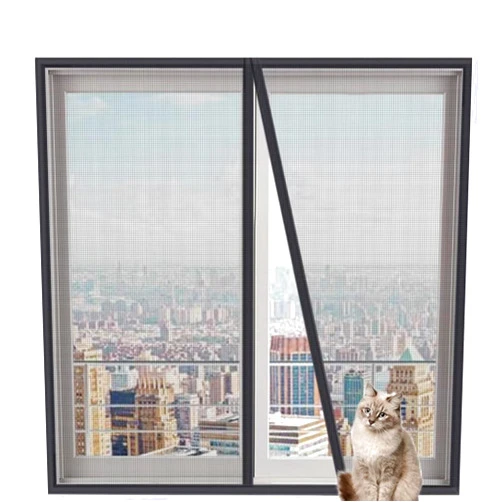 XIEMINLE Protective Window Mesh with Zipper for Cat, Custom Size Cats Window Safety Net for Cats Protection, Fly Screen Self-Adhesive Netting Anti-Mosquito Insect,W*H:120 * 120cm,Position 6