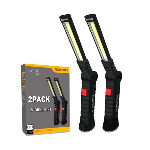 NODINIHU Working Light Portable, Rechargeable Work Lights with Magnetic Base Hanging Hook,360° Rotate 5 Modes,COB LED 800 Lumens Foldable Inspection Light for Car Repair, Grill and Outdoor Use(2pack)