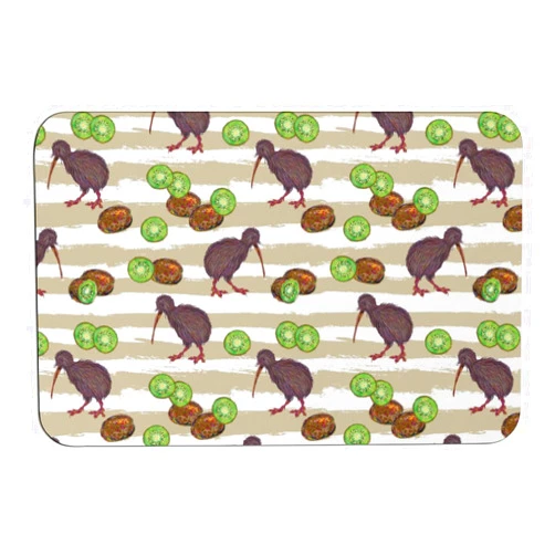 FULAOER New Zealand Kiwi Bird and Kiwi Fruit Bath Mat Floor Mat Absorbent Quick Drying Non-Slip Diatom Mud Mat with Rubber Backing