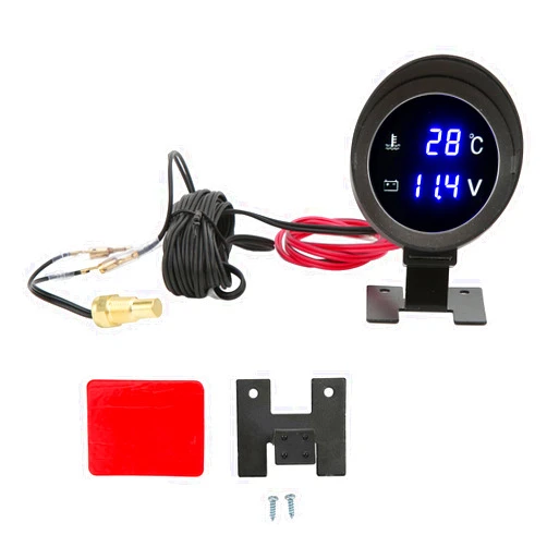 Keenso Electrical Water Temperature Gauge, Motorcycle Thermometer LED Voltmeter with Blue Light for Car Motorcycle ATV