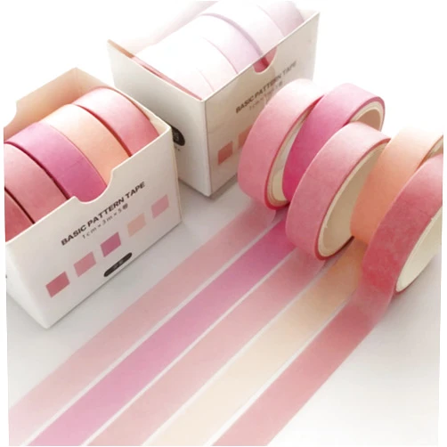 Hoxekle 5PCS 3M*1CM/Roll Printing Washi Masking Tape for DIY Cute Stickers School Office Suppliers Stationery Gift Wrapping Crafts