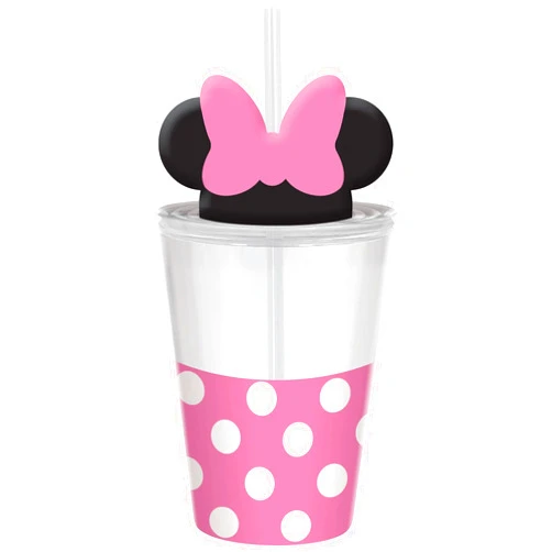 Amscan Plastic Party Cup with Straw & Lid - 12 oz. | 1 Pc., Minnie Mouse Forever