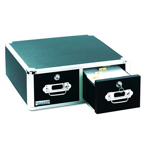 Vaultz Locking 5 x 8 Index Card Cabinet, Double Drawer, Black (VZ01397)