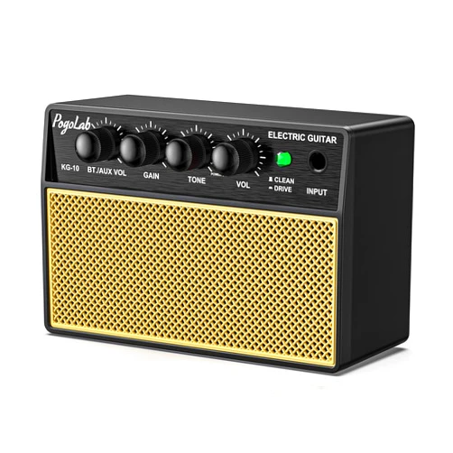 POGOLAB Mini Guitar Amp 10W, Rechargeable Guitar Amp for Electric Guitar, Bluetooth Guitar Amp with Clean Overdrive Tone for Practice