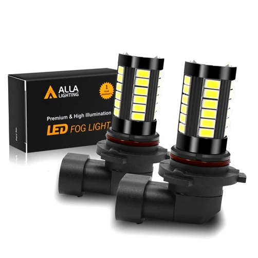 Alla Lighting Super Bright HB4 9006 LED Fog Light Bulbs, 6000K Xenon White 2800Lms Auto 12V Fog Lamps Replacement 5730 33-SMD LEDs