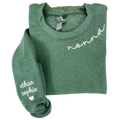 NAZENTI-Custom Mama Embroidered Sweatshirt Kids Names-Personalized Gifts For New Mom, Mommy Birthday, Mothers Day, Christmas