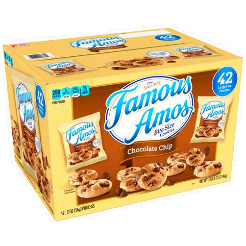 Generic FamousAmos Chocolate Chip Cookies FAMOUS (2 oz, 84 ct.) AMOS (2 boxes of 42)