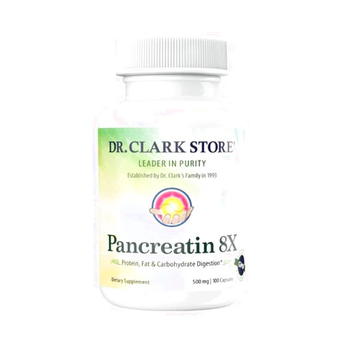 Dr Clark Dr. Clark Pancreatin 8X Enzyme Supplement 500mg | Several Digestive Aids Formulas Promotes Proteins, Fat | Carbohydrates Healthy Supports Optimal Digestion - 100 Gelatin Capsules