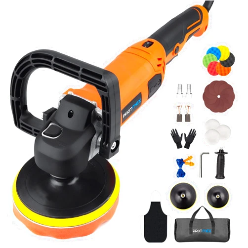 Protmex Car Buffer Polisher, 1600W 7/6 Inch Rotary Buffer Polisher Waxer, Car Buffers Polishers with 8 Variable Speeds, Random Buffer Polisher kit, Detachable Handle for Car, Boat, Polishing, Waxing