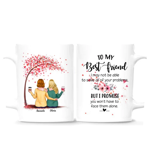 Gossby Personalized Best Friend Mug - Avatars, Names - 11/15 oz - Ceramic - Gift for Friend Birthday, Christmas