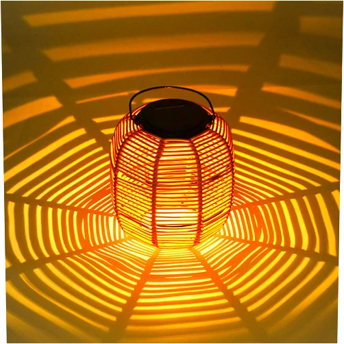 Qoyntuer Solar Lantern Outdoor Hanging Rattan Lantern Lights with Handle, Solar Powered Outdoor Decorative Lights for Garden Patio Yard Tabletop Decoration (LED Bulb)