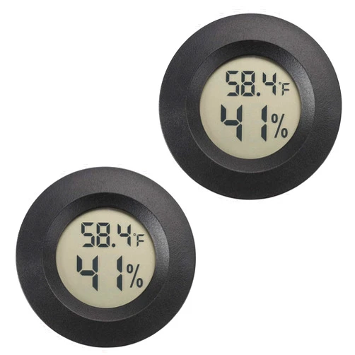 Serundo Auto Mini Hygrometer Thermometer Digital Humidity Meter Indoor/Outdoor Humidity Monitor Reptile Thermometer for Humidors Greenhouse Garden Cellar Fahrenheit(℉)/ Celsius(℃) 2 Pack