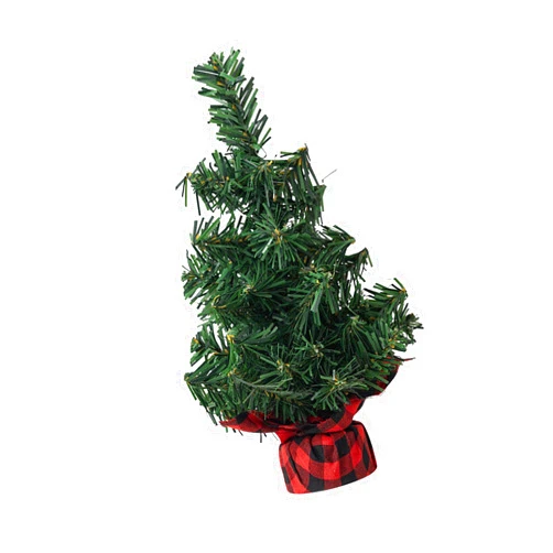 Guaber Artificial Miniature Christmas Tree with Burlap Base Festival Tabletop Ornament Stylish Home Decoration Party Supplies