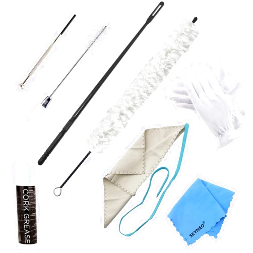 SKYNEO Flute Care Kit - Complete Set Including Brush, Swab, Rod, Screwdriver, Grease, Gloves & Cloth