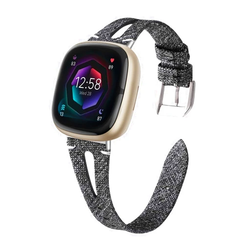 VEAQEE Woven Bands for Fitbit Versa 4/Sense 2/Sense/Versa 3 Women Men, Comfortable Slim Fabric Replacement Straps, Soft Sport Wristbands for Fitbit Versa 3/ Versa 4/ Sense/Sense 2 Smartwatch