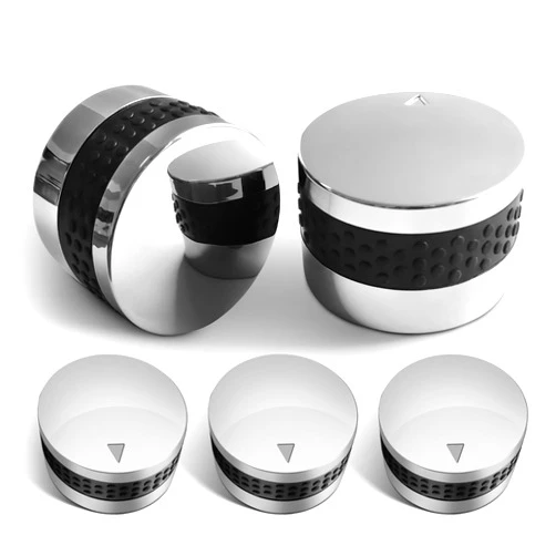 Unicook 5 Pack Grill Control Knobs Replacement, Chrome Plated Plastic with Nonslip Grip, Fits Gas BBQ with D Shaped Valve Stem, Including 5 Knobs and 15 Adaptors