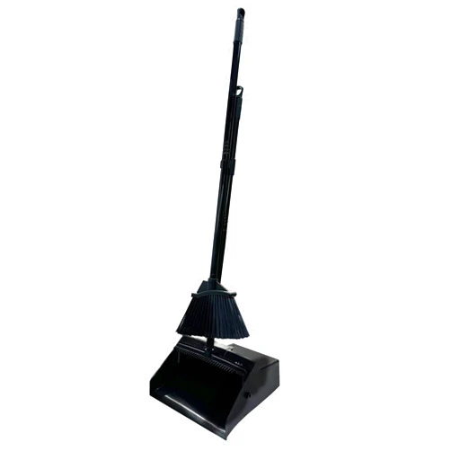 KLEEN HANDLER Broom with Dustpan Combo Set with Long Handle for Home, Kitchen, Office, Lobby, Indoor/Outdoor Sweeping & Commercial Use, Black (1 Set)