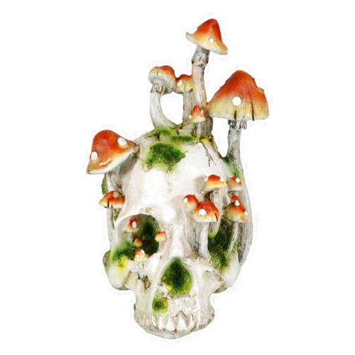 Ebros Gift Day of The Dead Toadstool Mushrooms and Moss Fungi Skull Figurine Skeleton Head Macabre Alchemy Gothic Ossuary Skulls