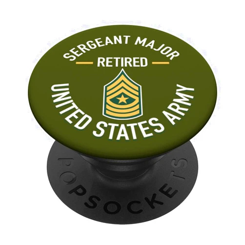 J.Bergsonn U.S. Military Army SGM Retirement Sergeant Major SGM Retired Army Military Retirement Gifts PopSockets Swappable PopGrip
