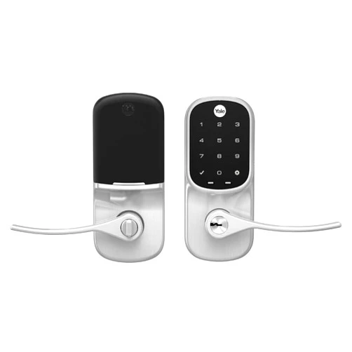 Yale Assure Lever Entry Door Lock with Wi-Fi Connected Touchscreen, Satin Nickel Smart Keypad Door Lock with Handle, Back-Up Key, and Z-Wave Compatibility, YRL226-ZW2-619