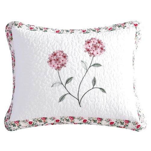 Beatrice Home Fashions Carnation Floral Embroidered Quilted Bedspread, Lightweight, All-Seasons, Standard Sham, Rose