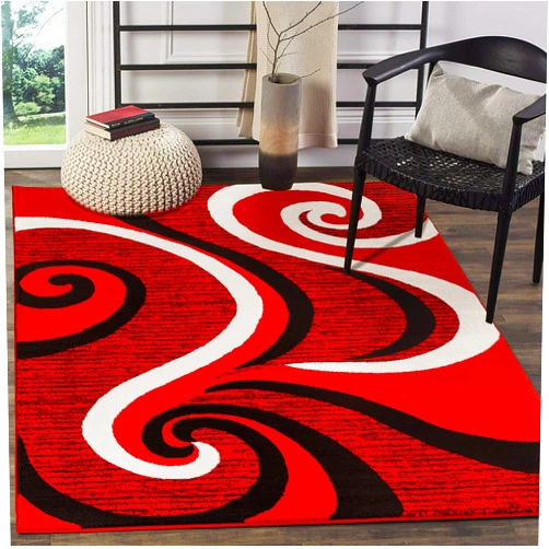 GLORY RUGS Modern Area Rug 8x10 Swirls Carpet Bedroom Living Room Contemporary Dining Accent Sevilla Collection 4817A (8x10, Red)