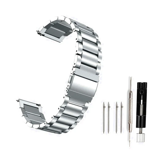 Moran Stainless Steel Watch Band Quick Release Replacement Metal Strap 20mm 22mm for Men Women (Silver+Folding Clasp, 22mm)