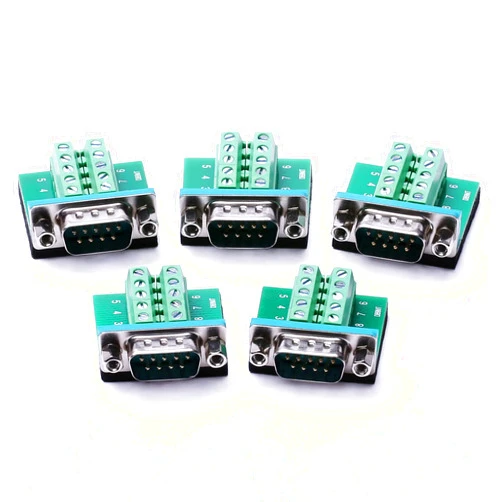 Arnorin DB9 Breakout Board DB9 RS232 Serial Male to Terminal Block 10P Adapter 5 Pack