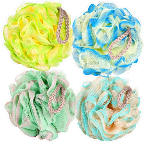 AnanMango Pack of 4 Loofah Sponge Body Exfoliation Scrub mesh Sponge, Shower Cleaning Accessories, Rich foaming(50g) (YH-001)
