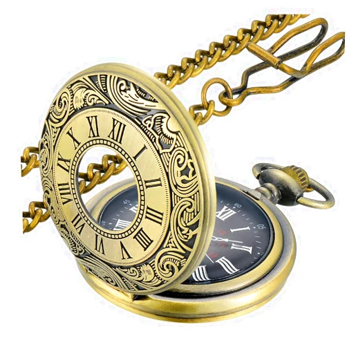 LYMFHCH Vintage Pocket Watch Roman Numerals Scale Quartz Pocket Watches with Chain Christmas Graduation Birthday Gifts Fathers Day