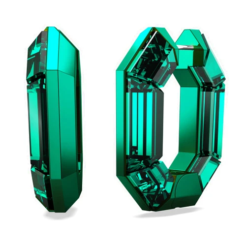 Swarovski Lucent Small Hoop Earrings, Green Octagon-Shaped Crystals, Part of the Swarovski Lucent Collection