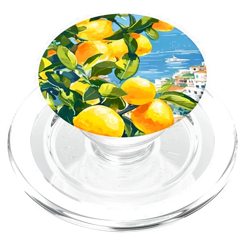 Painting of the Italian Mediterranean Amalfi Coast Italian Coast with Amalfi Lemons from The Mediterranean Sea PopSockets PopGrip for MagSafe