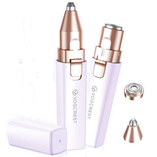 VG VOGCREST Eyebrow - Facial Hair Remover Women: Electric Portable 2 in 1 Face Shaver and Eyebrow Trimmer, Rechargeable Eyebrow Lips Body Facial Hair Removal for Women with Built-in LED Light (Green) (Purple)